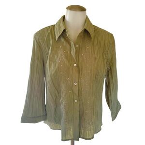 Crinkle 3/4 Sleeve button down